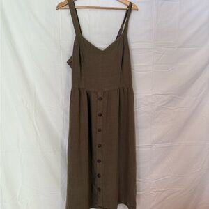 Elegant Olive Green Sleeveless Dress